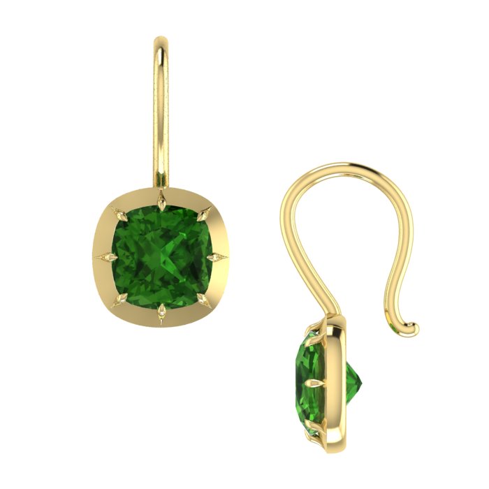 Cushion Cut Green Tourmaline Earrings