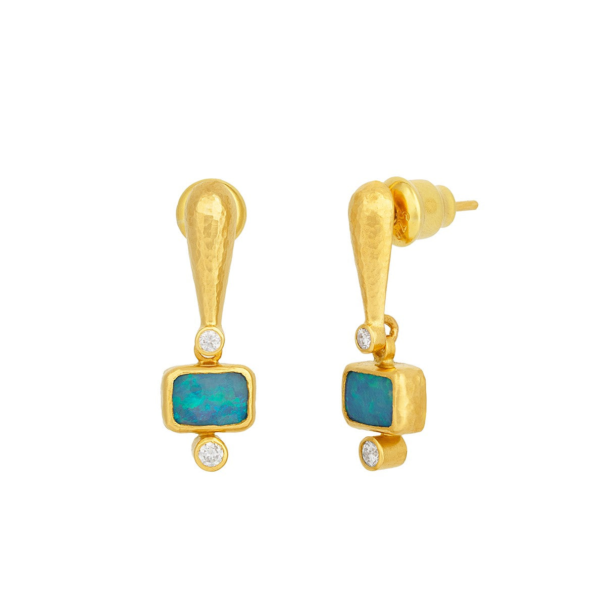 Gurhan Cabochon Australian Opal & Diamond Earrings