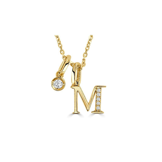 Yellow Gold Diamond Initial M Pendant
