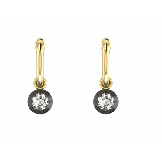 Blackened Gold Diamond Drop Earrings