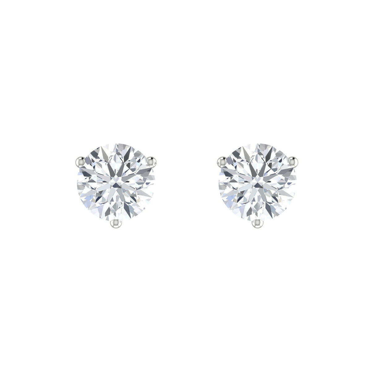 *14K white gold diamond stud earring totaling 1.0cts. Color: G; Clarit