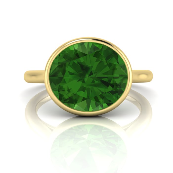 Yellow Gold Green Tourmaline Ring