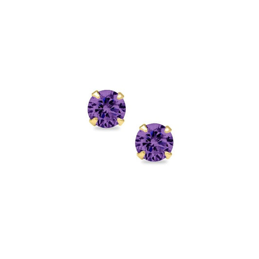 Yellow Gold Amethyst Stud Earrings