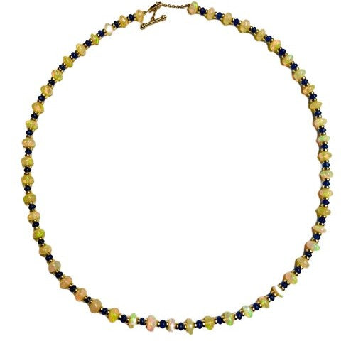 Syna Opal and Blue Sapphire Bead Necklace