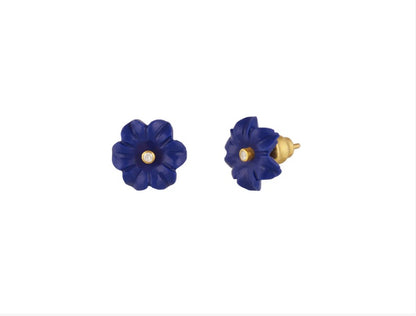 Gurhan Carved Lapis Flower Earrings