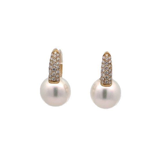 Pearl and Diamond Drop Earrings