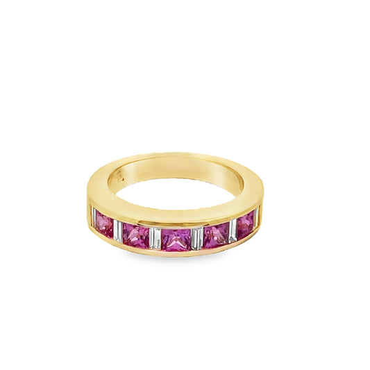 Gemveto Pink Sapphire and Diamond Band