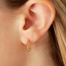Yellow Gold Shrimp Hoop Earrings
