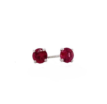 Round Ruby Stud Earrings