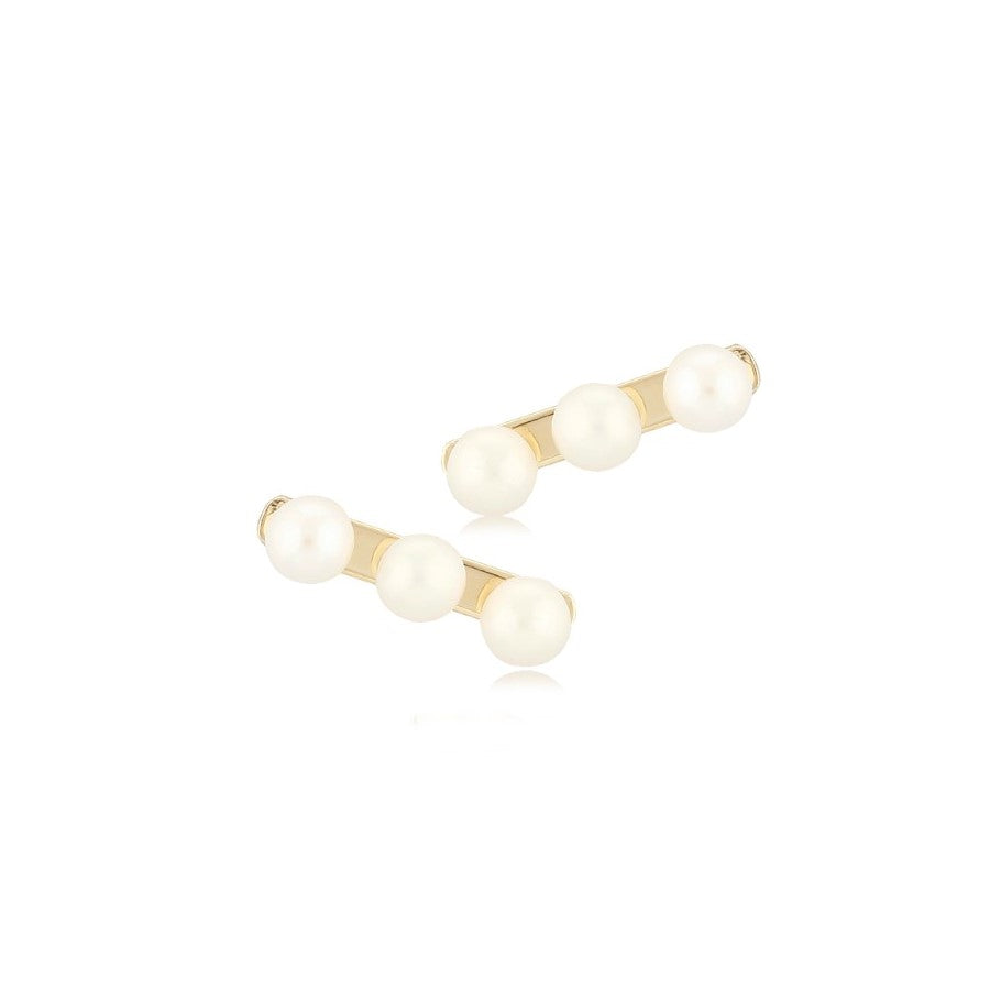 Yellow Gold Pearl Earrings