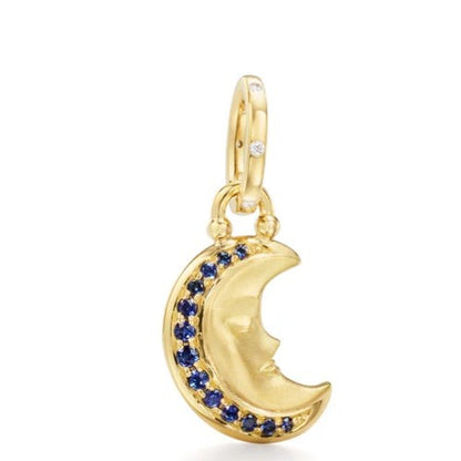 Temple St. Clair Crescent Blue Sapphire and Diamond Pendant