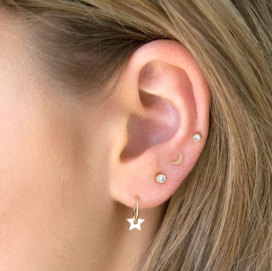 Zoë Chicco Single Crescent Moon Stud Earring