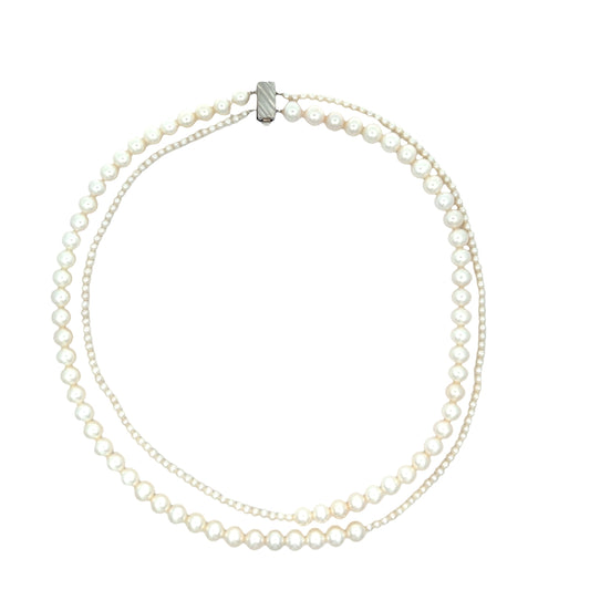 Sterling Silver Double Strand Freshwater Pearl Strand