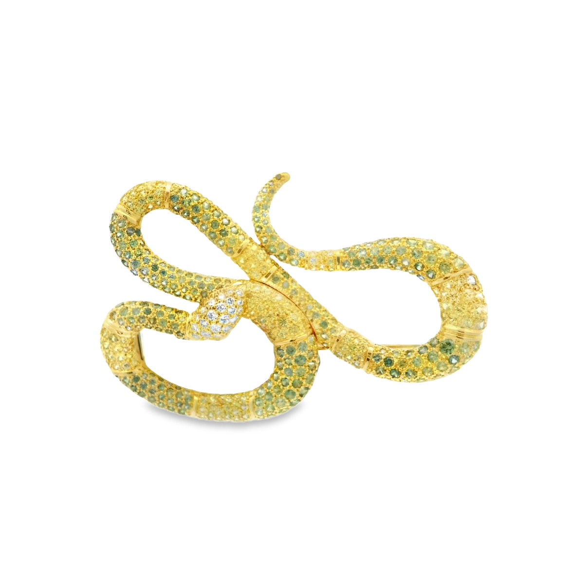 Suna Diamond and Sapphire Snake Brooch