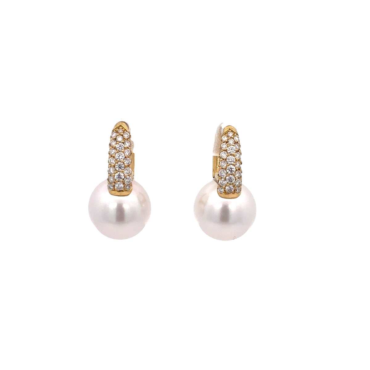 Pearl and Diamond Huggie Earrings