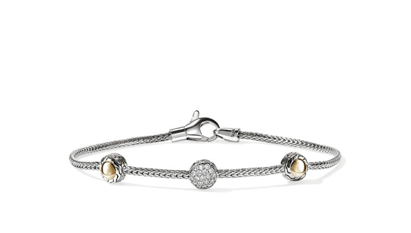 John Hardy Gold and Silver Diamond Bracelet