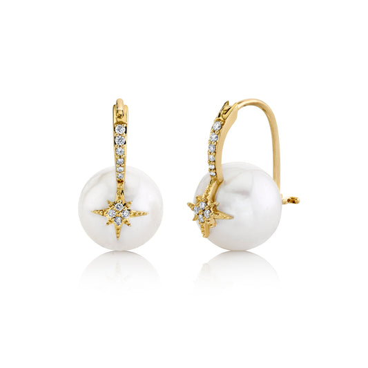 Sydney Evan Pearl and Diamond Starburst Earrings