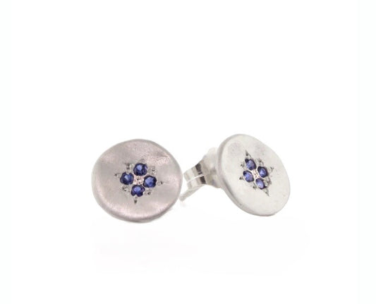 Adel Chefridi Four Star Wave Round Sapphire Studs