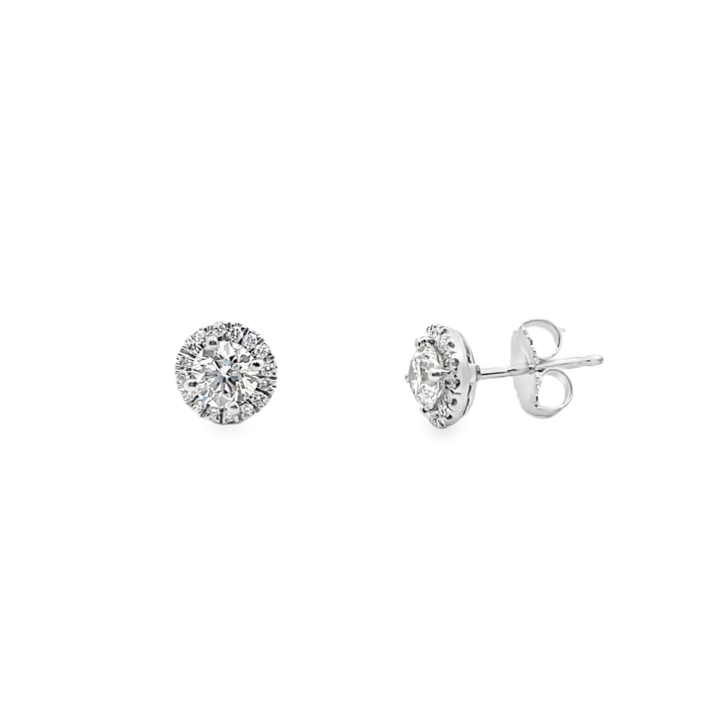 Round Diamond Halo Stud Earrings