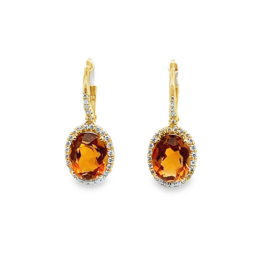 Suna Citrine and Diamond Drop Earrings