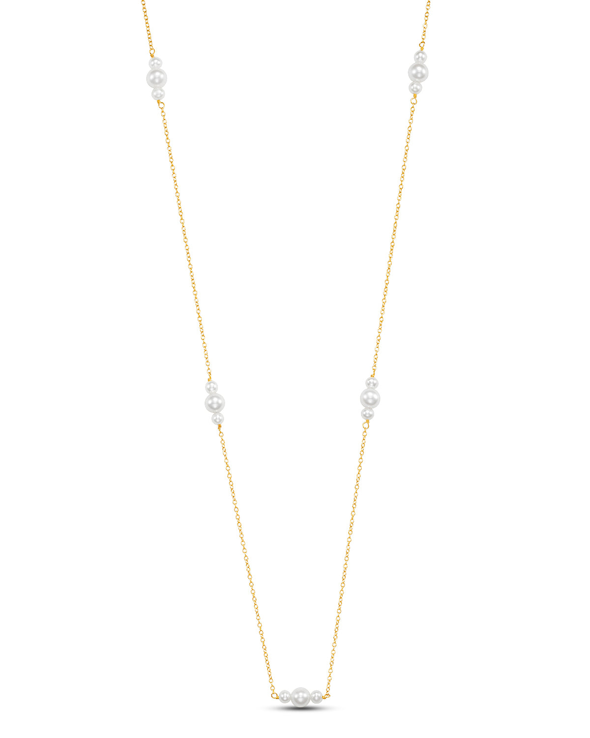 Yellow Gold Freshwater Pearl Station Necklace