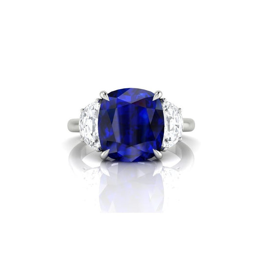 Blue Sapphire and Diamond Ring