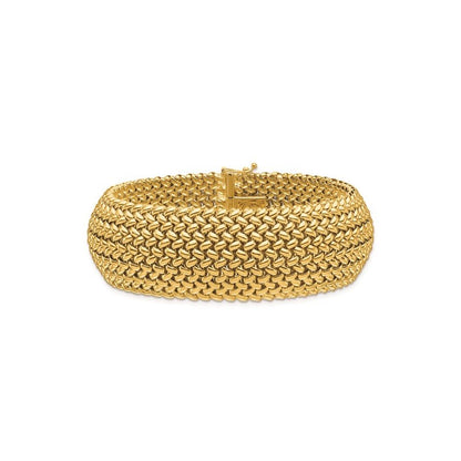 18K yellow gold polished 22 mm mesh bracelet in 7.5 inches with a box