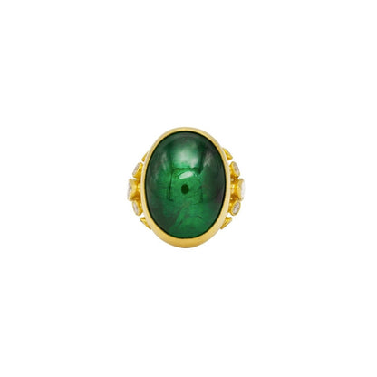 Gurhan Rune Gold Emerald Ring