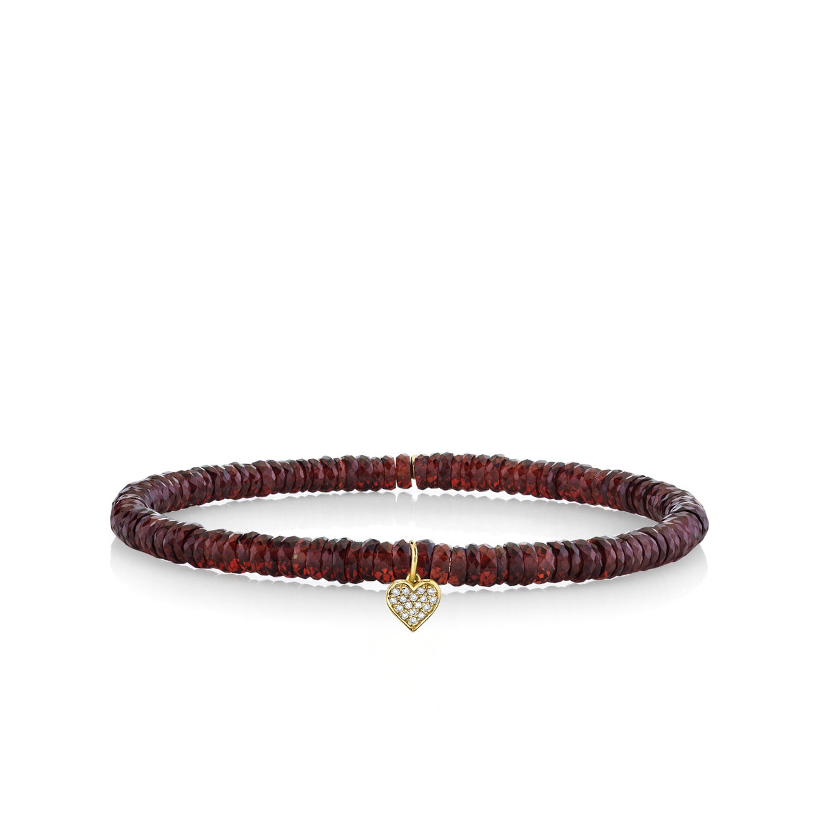 Syndey Evan Garnet Bead and Diamond Stretch Bracelet