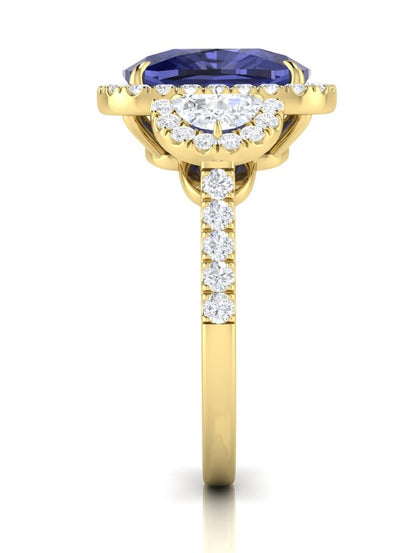 Tanzanite & Diamond Halo Ring