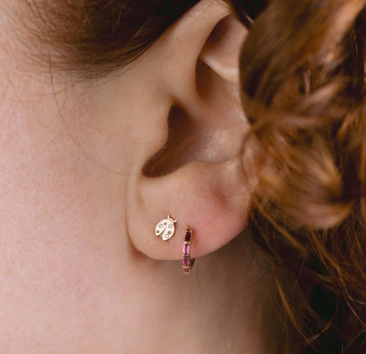 Zoë Chicco Single Diamond Lady Bug Stud Earring