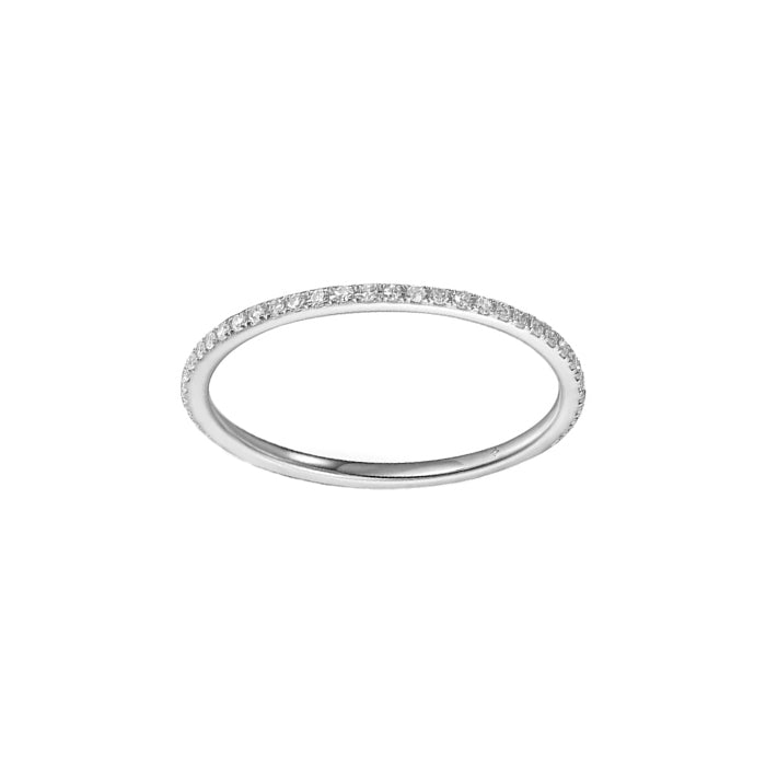 14K white gold  eternity band, set with (48) round diamonds totaling .