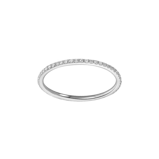 14K white gold  eternity band, set with (48) round diamonds totaling .