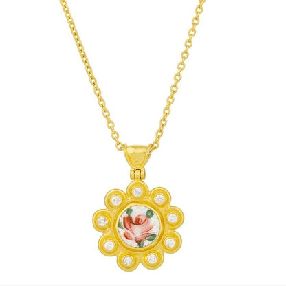 Gurhan Antiquities Gold Guilloche and Diamond Pendant