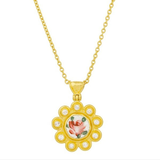 Gurhan Antiquities Gold Guilloche and Diamond Pendant