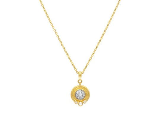 Gurhan Celestial Pavé Diamond Wide Frame Round Pendant