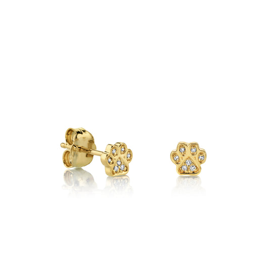 Sydney Evan Paw Print Diamond Stud Earrings