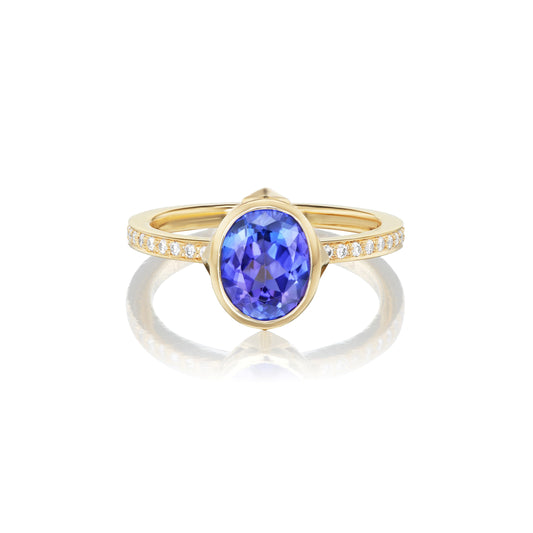 Chris Correia Yellow Gold Tanzanite and Diamond Ring