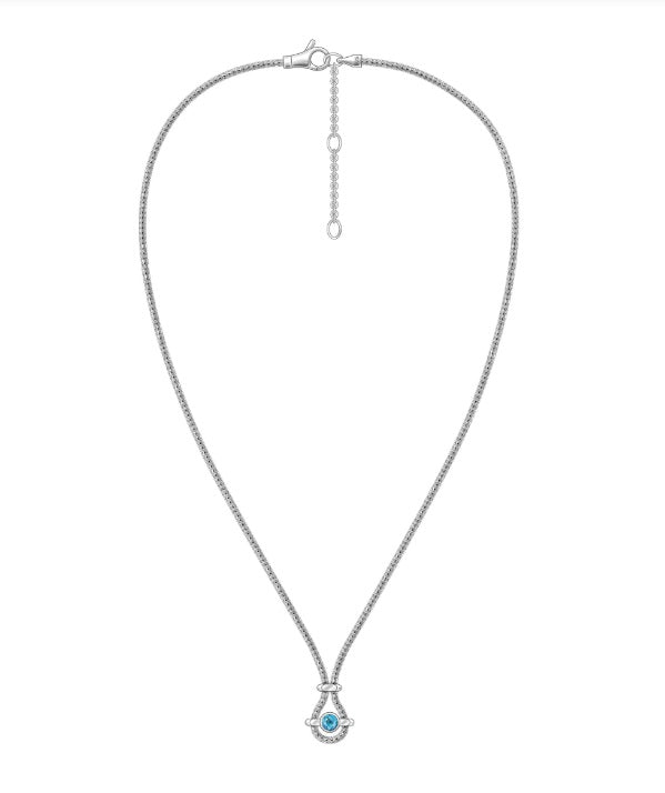 John Hardy Icon Silver Swiss Blue Topaz Pendant