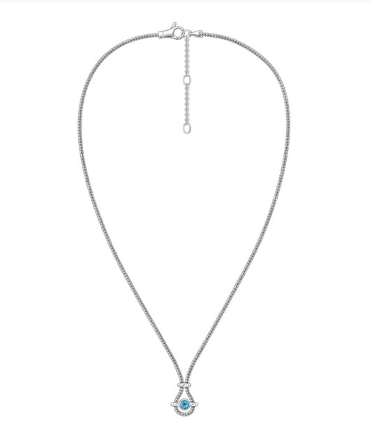 John Hardy Icon Silver Swiss Blue Topaz Pendant