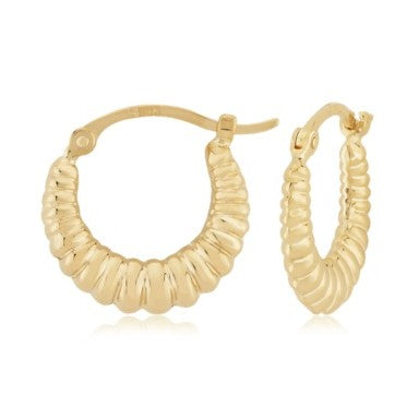 Yellow Gold Shrimp Hoop Earrings