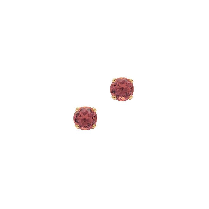 Yelloiw Gold Pink Tourmaline Stud Earrings