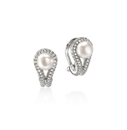 John Hardy Surf Freshwater Pearls and Diamond Earrings