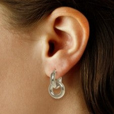 Sterling Silver Drop Hoop Earrings