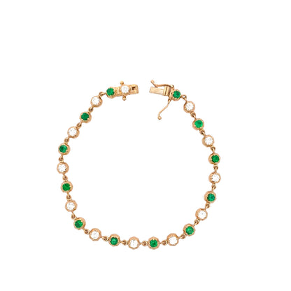 Yellow Gold Emerald and Diamond Bracelet