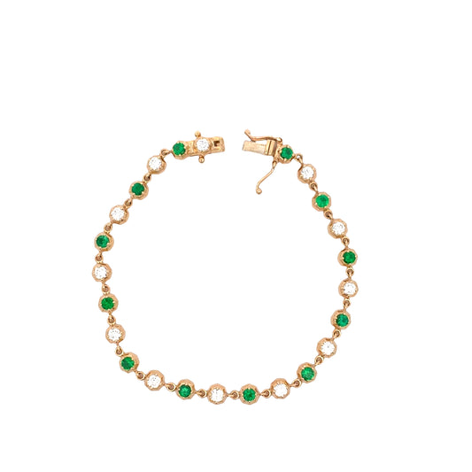 Yellow Gold Emerald and Diamond Bracelet