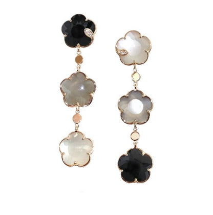 Moonstone & Diamond Drop Earrings