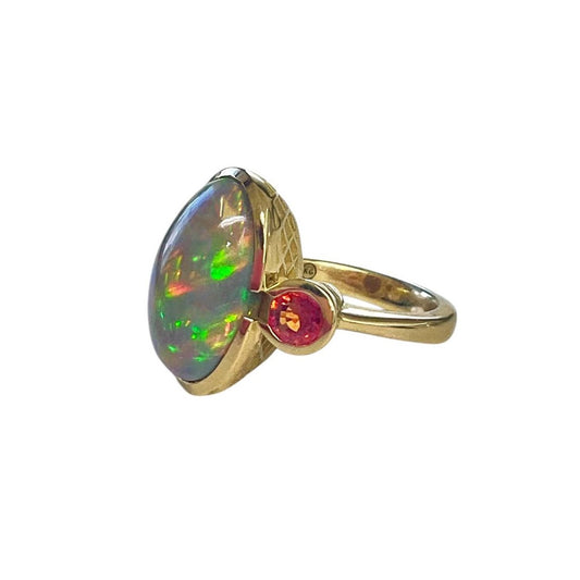 Ray Griffiths Opal and Orange Sapphire Ring