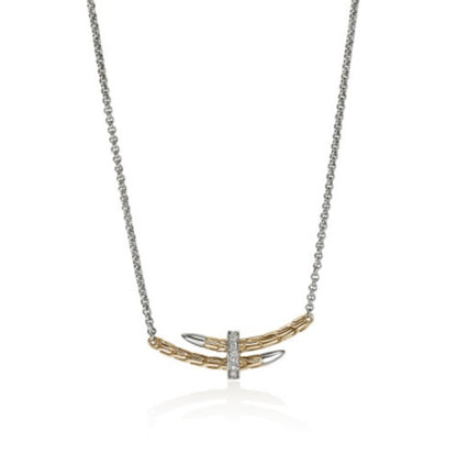 John Hardy Gold and Silver Diamond Spear Necklace
