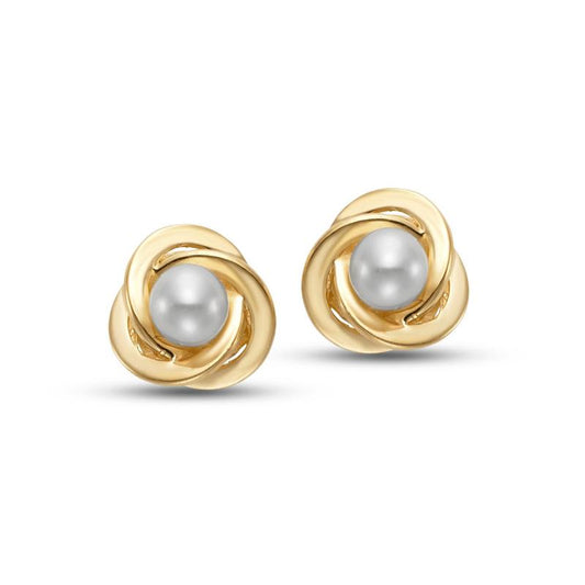 Yellow Gold Freshwater Stud Earrings